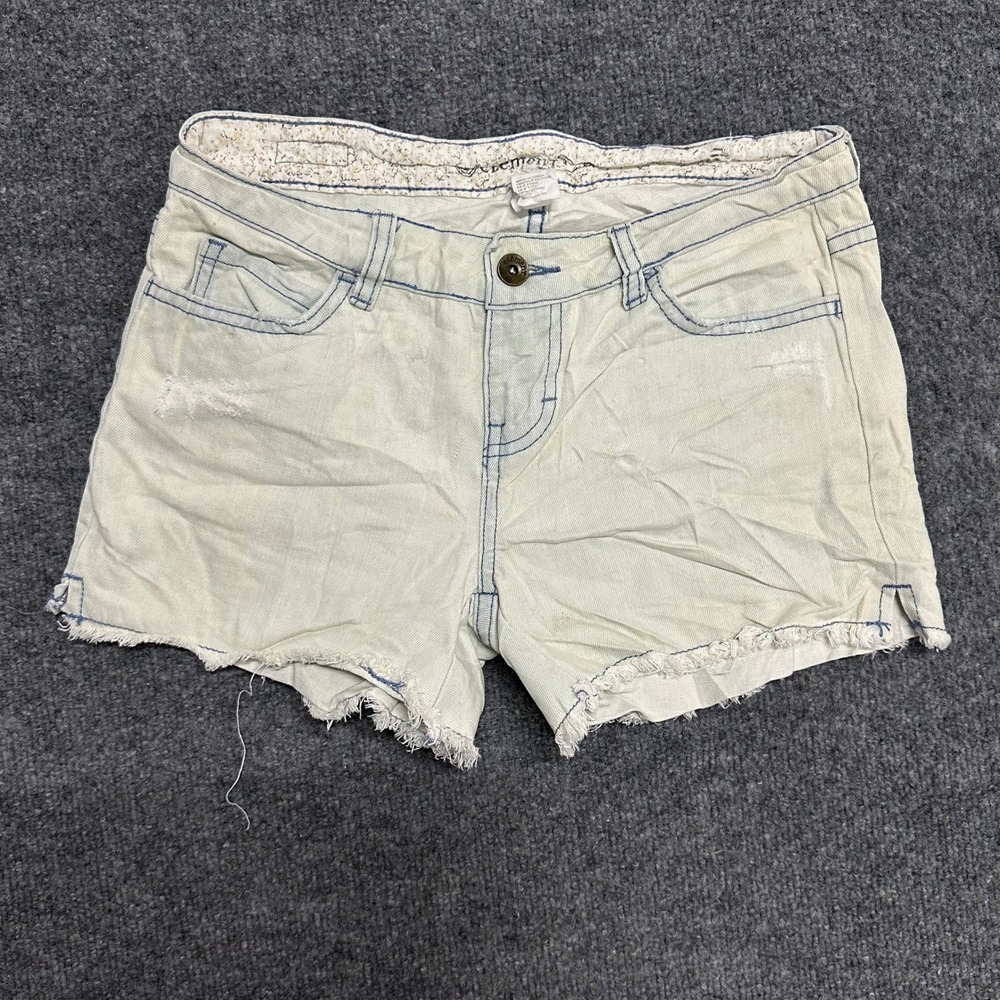 Element Shorts Womens Size 25 White Denim Distressed Raw Hem Contrast Stitching